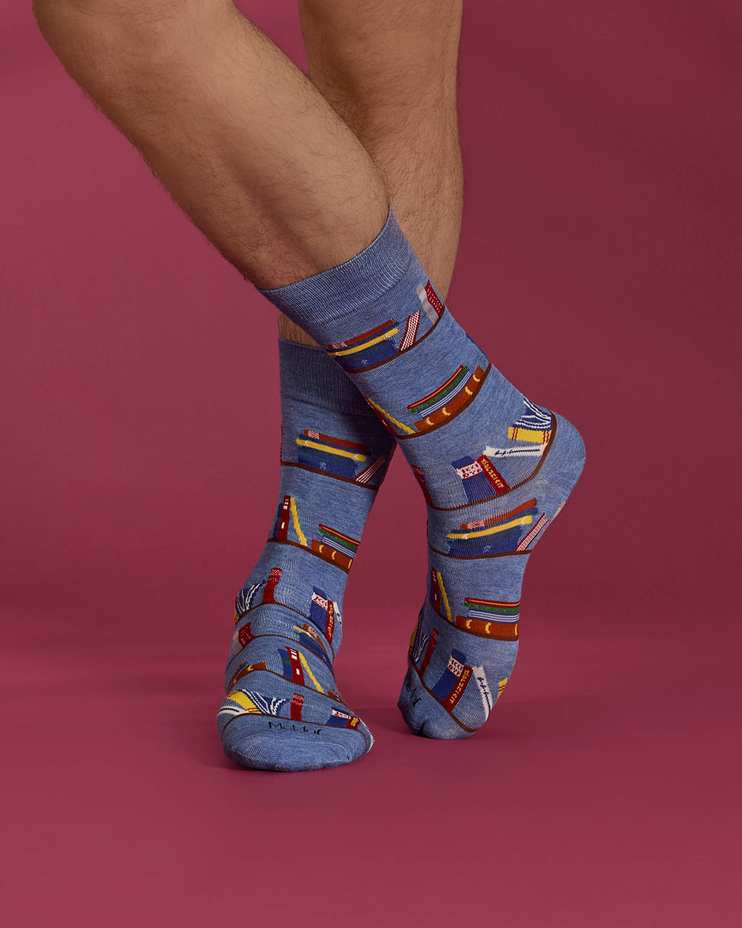 Men's Bookshelf Bibliophile Novelty Crew Sock
