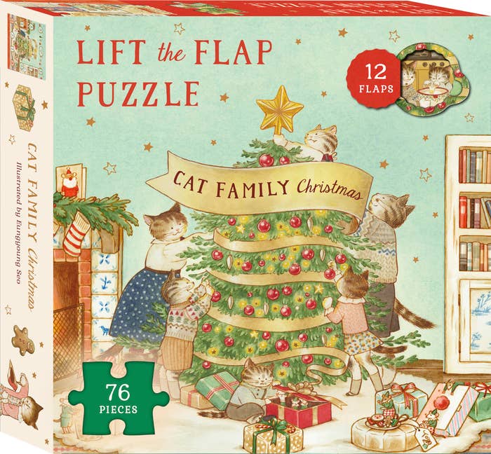 Cat Family Christmas Lift-the-flap Jigsaw Puzzle