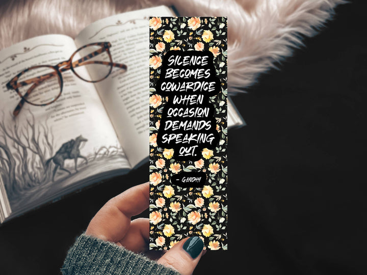 Gandhi Quote Bookmark, Resistance and Courage Floral