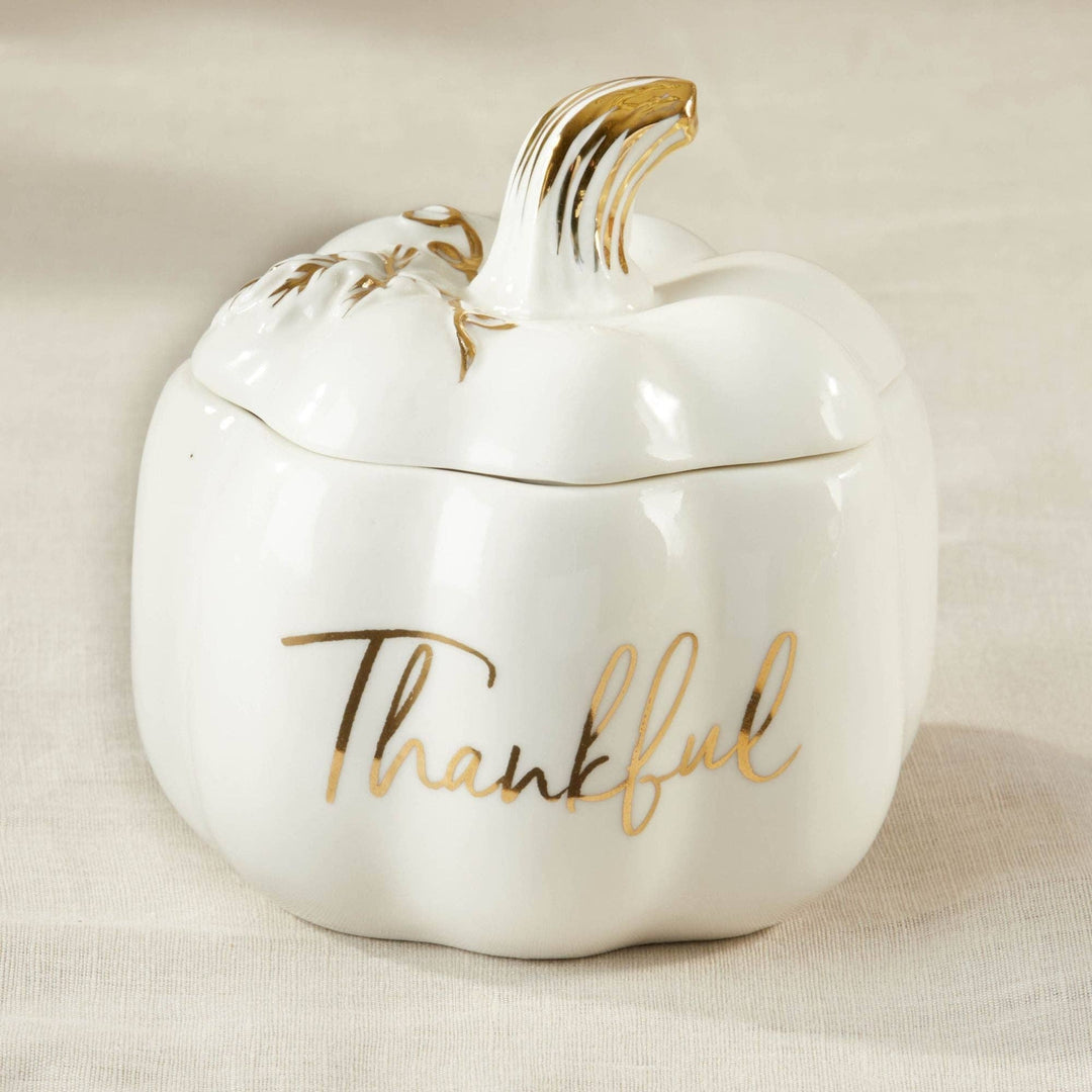 Thankful White Pumpkin Decorative Bowl