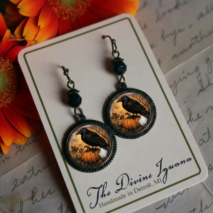 Harvest Moon Raven Vintage dangle earrings