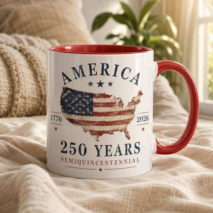America 250 Years Mug, Patriotic Coffee Cup, Anniversary Mug