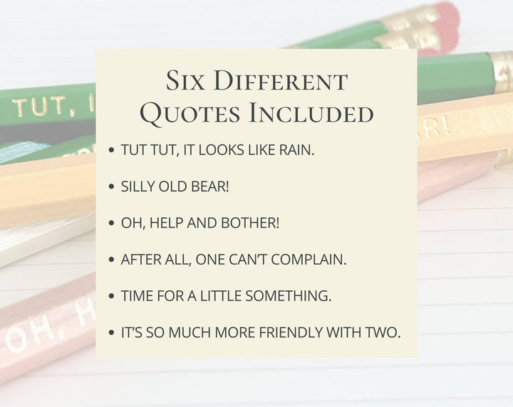 Winnie the Pooh Quotes Pencil Set, AA Milne Bookish Gifts