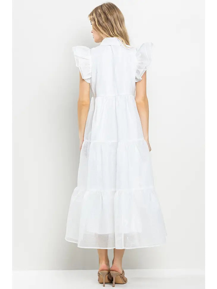 Collared Midi Dress - White