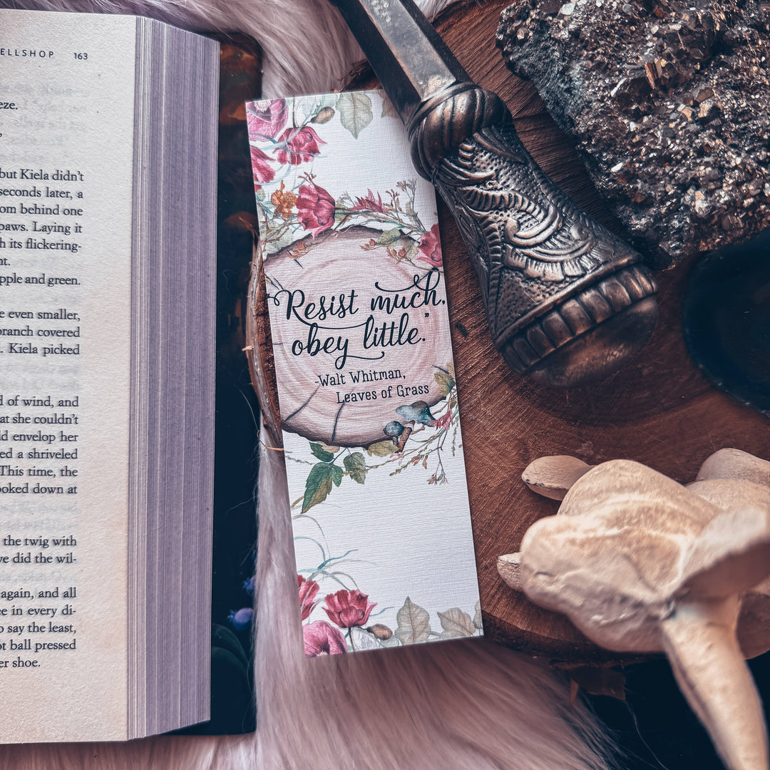 Leaves of Grass Walt Whitman Quote Watercolor Bookmark