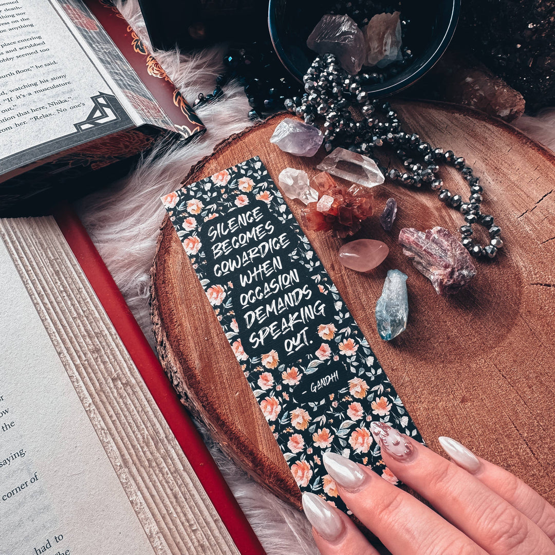 Gandhi Quote Bookmark, Resistance and Courage Floral