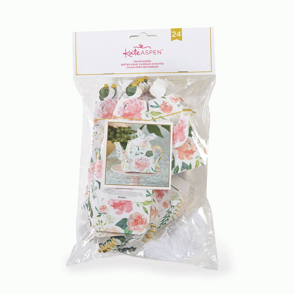 Floral Teapot Favor Box (Set of 24)