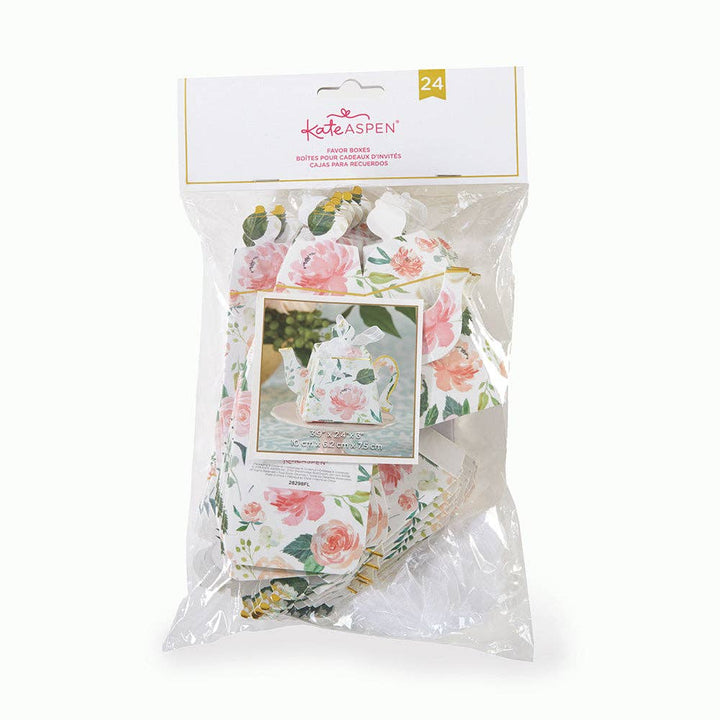 Floral Teapot Favor Box (Set of 24)