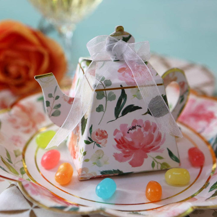 Floral Teapot Favor Box (Set of 24)