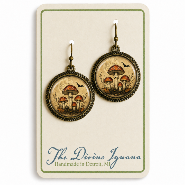 Moonshadow Mushrooms Vintage Earrings
