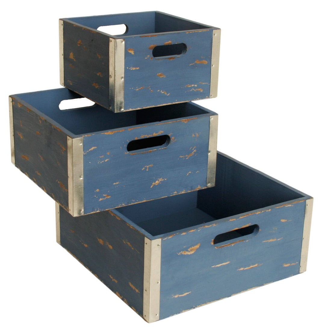 Blue Wood Crates (3 sizes)