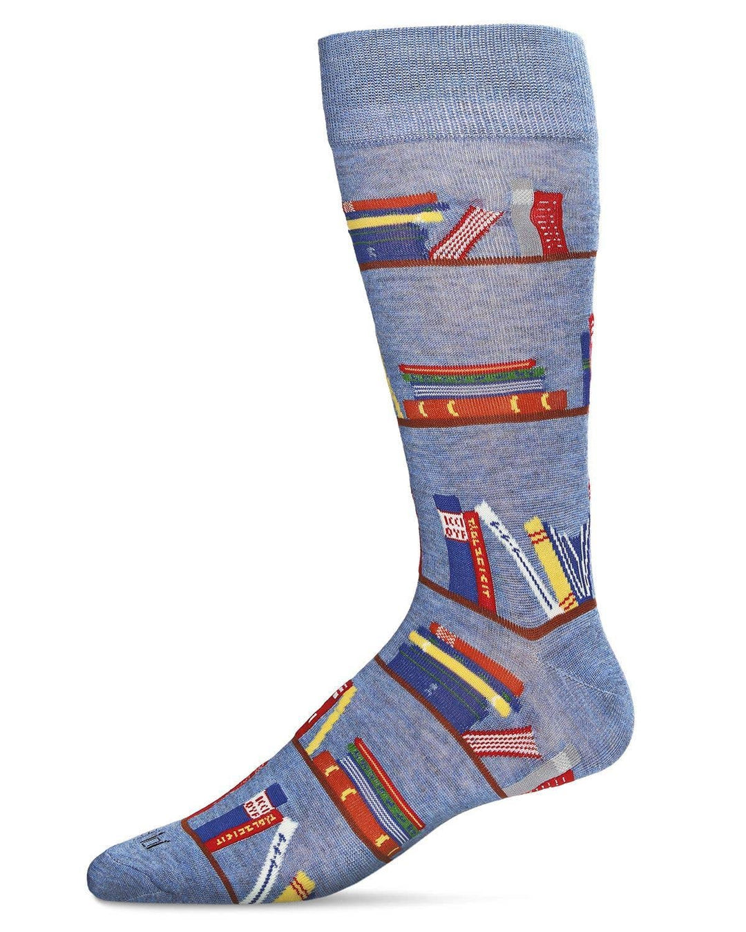 Men's Bookshelf Bibliophile Novelty Crew Sock