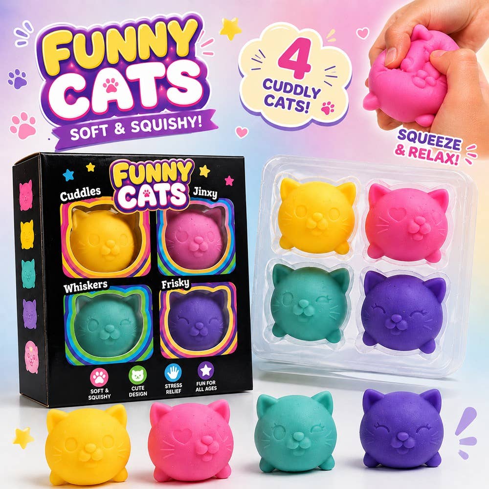 Cool Cats Teenie NeeDoh Squishy Toy - 4pc Set Dumpling