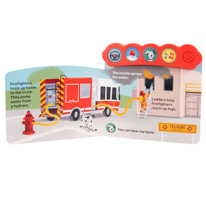 Fire Trucks 4-Button Light-Up Sound Book