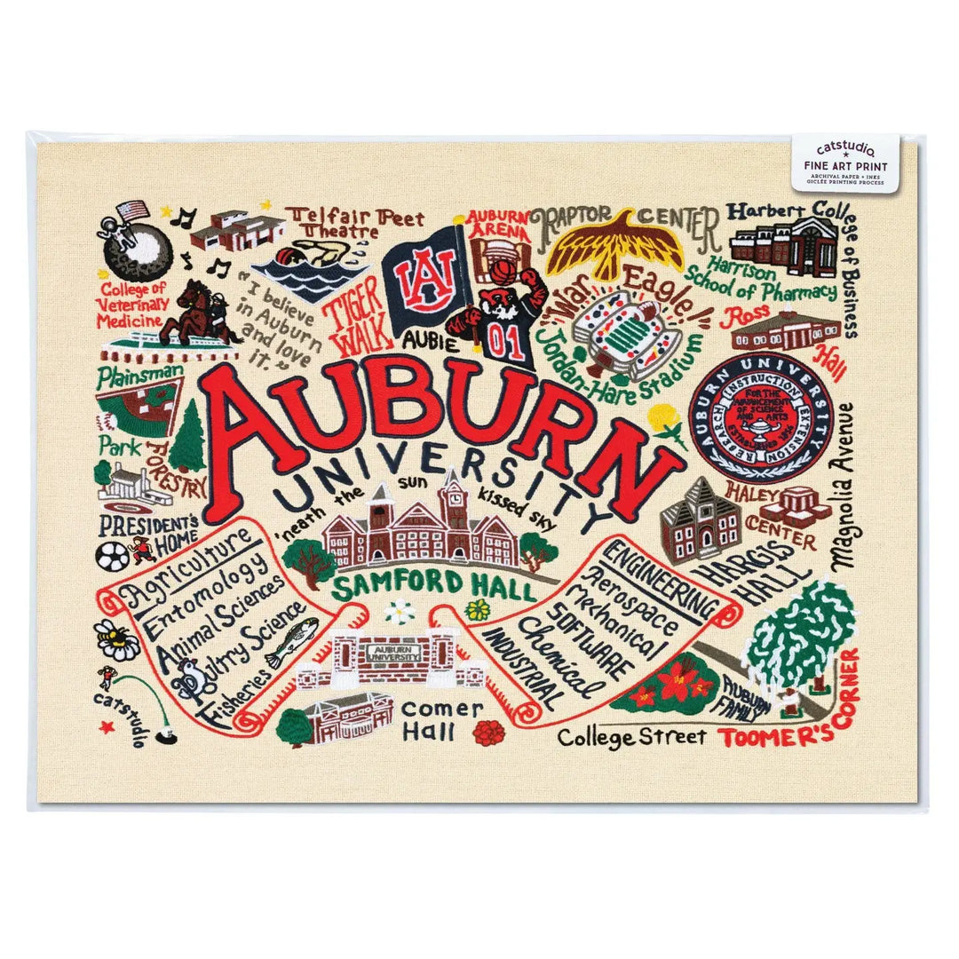 Collegiate Art Prints From Catstudio (embroidered look) - Various Styles and Sizes