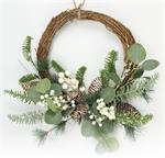 19" Pine and Berry Half Wreath