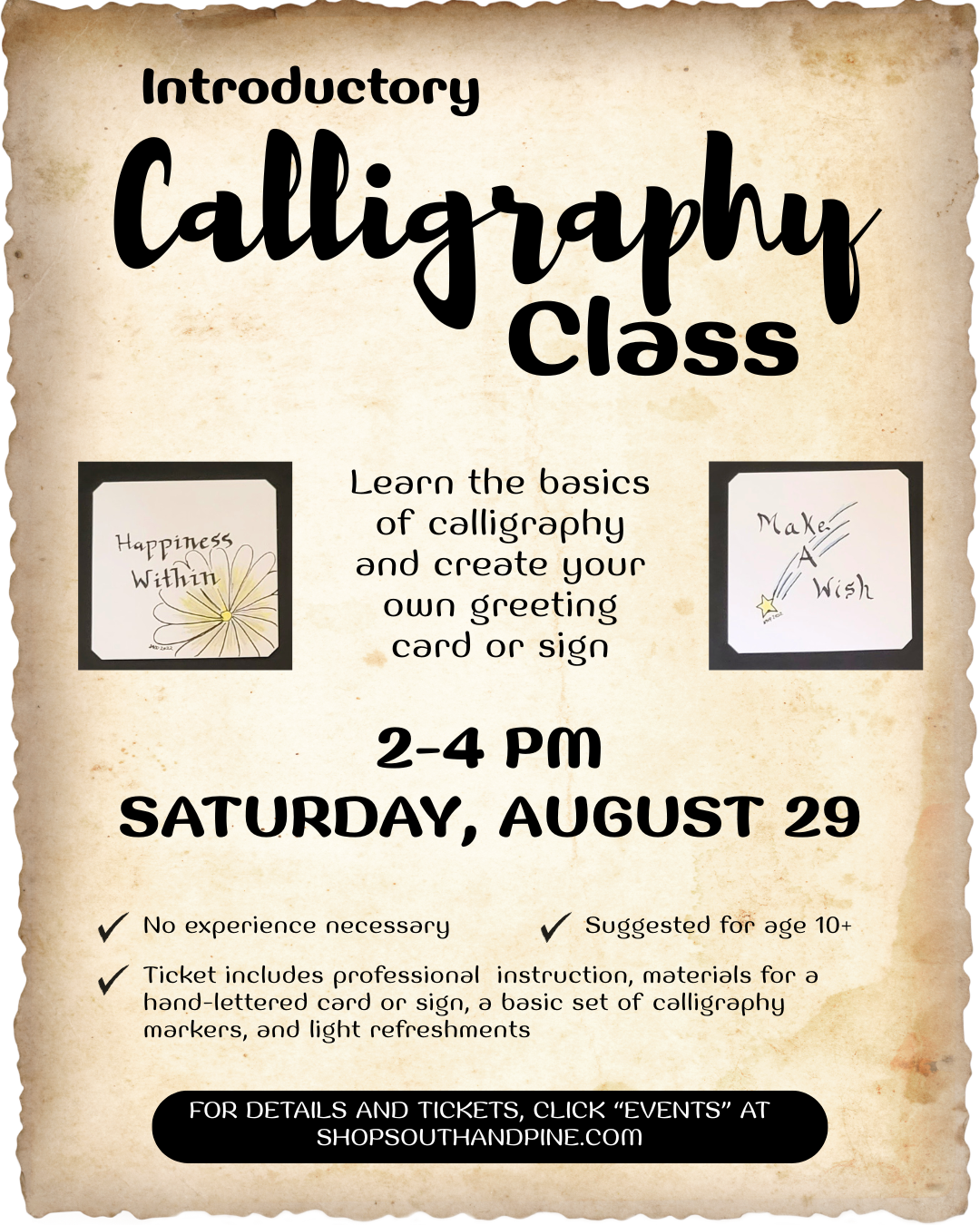 Introductory Calligraphy Workshop - August 29, 2026