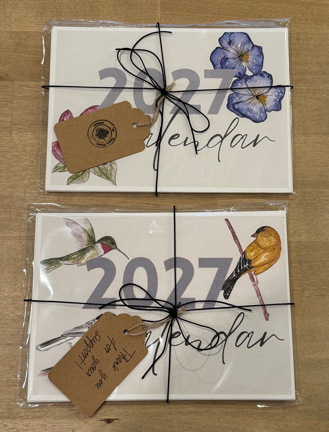 Hand Painted Desk Calendar with Wooden Stand