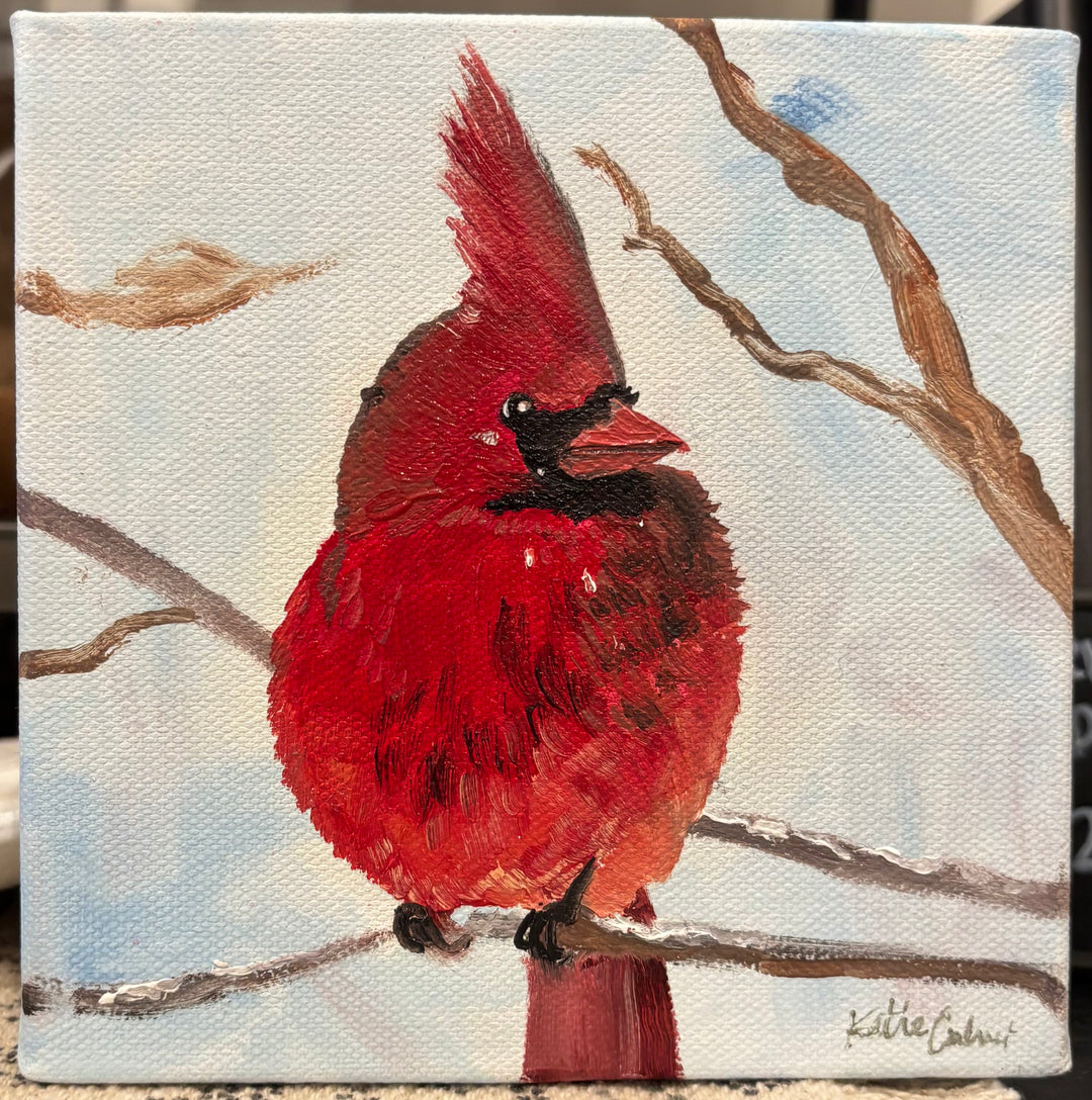 Northern Cardinal 6x6 Painting