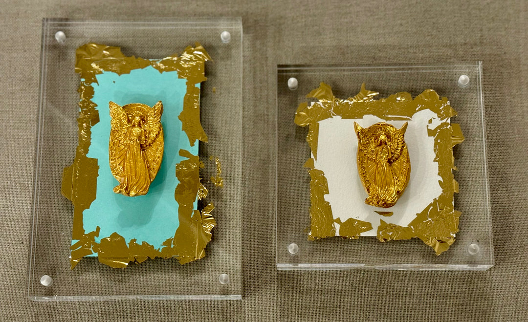Mixed Media Angel Art in Acrylic Frame by Heather Leigh Art (Two Sizes)