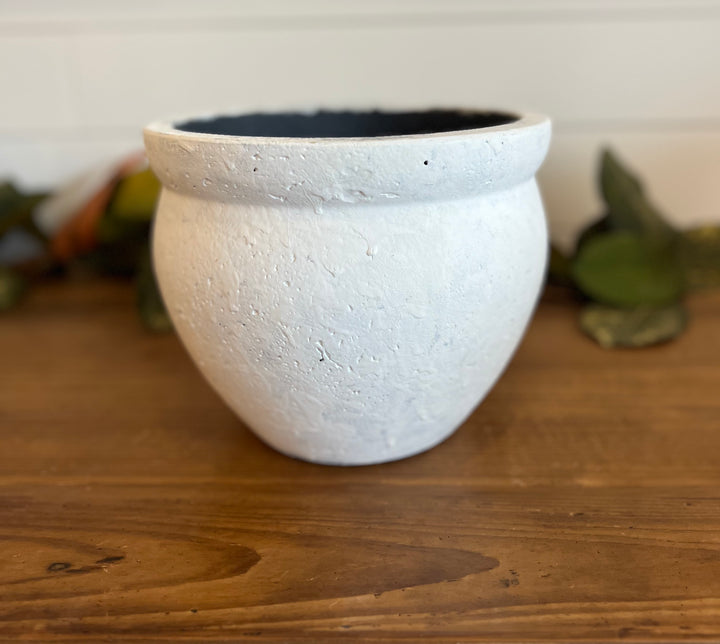 White Distressed Cement Planter