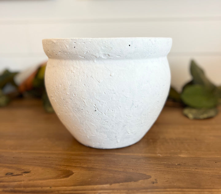 White Distressed Cement Planter