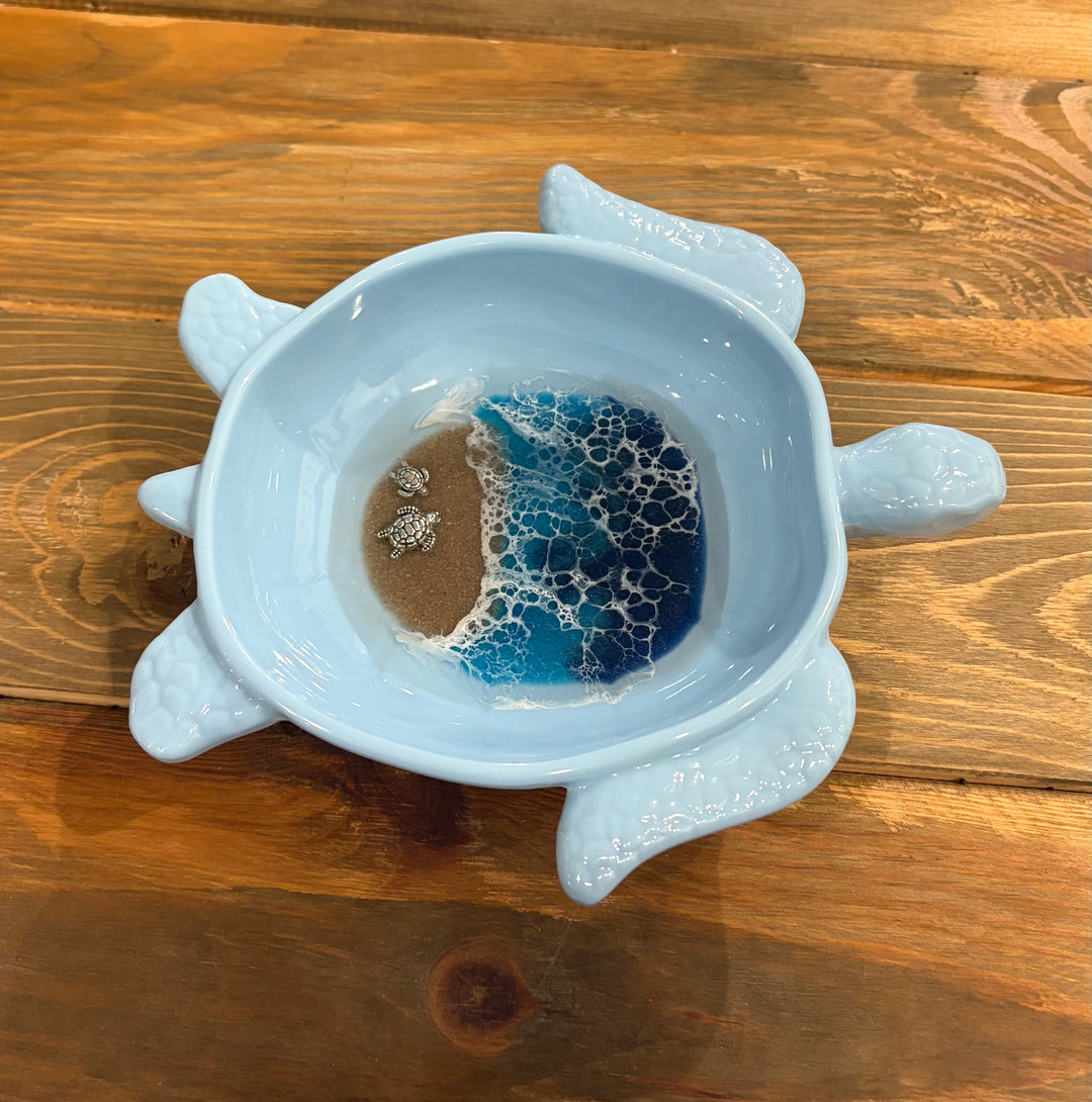 Turtle-Shaped Trinket Dish (5.5"x7") - Two Colors Available