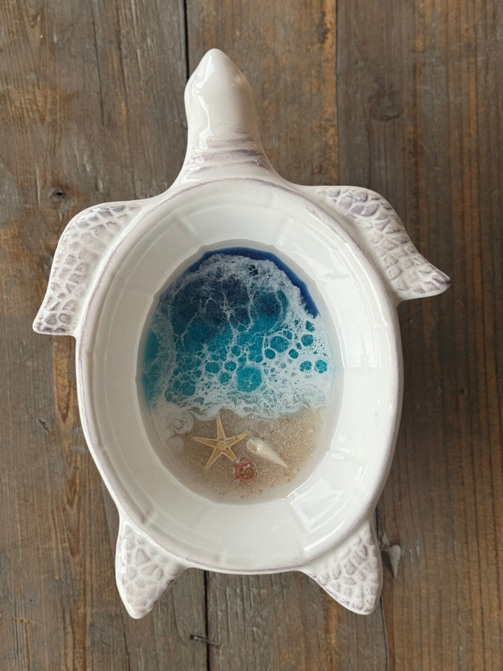 Turtle-Shaped Trinket Dish (5.5"x7") - Two Colors Available