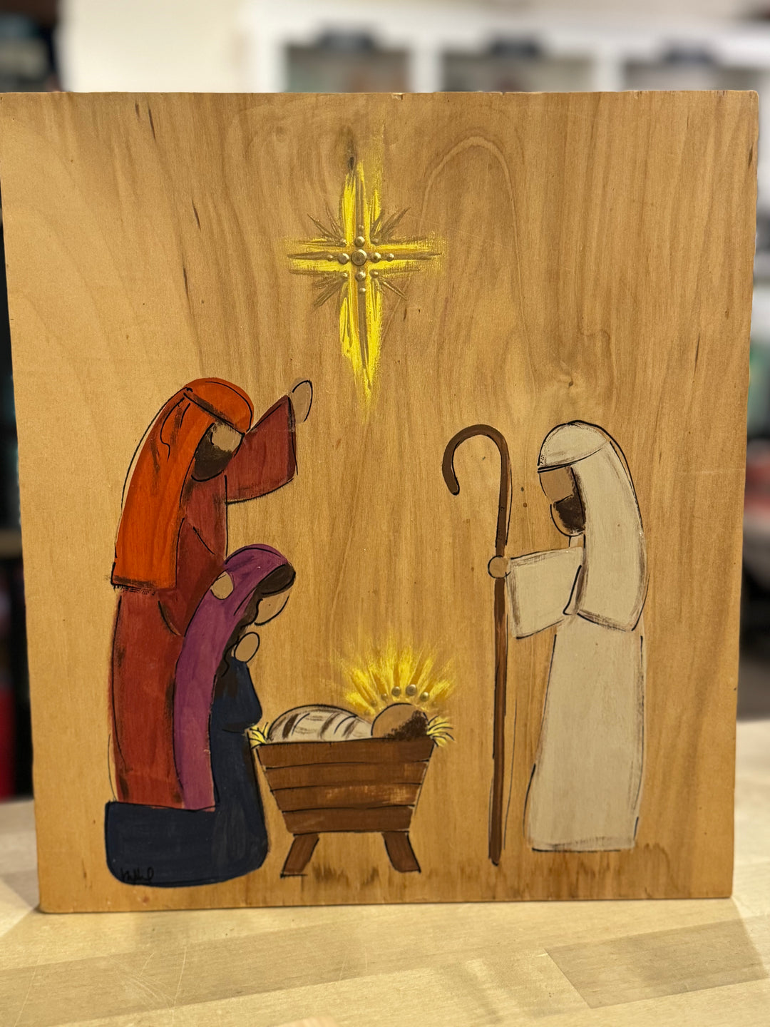 Wood Nativity Paintings by The Moonlighter Art