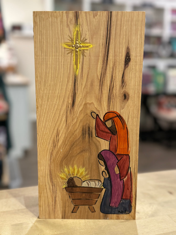 Wood Nativity Paintings by The Moonlighter Art