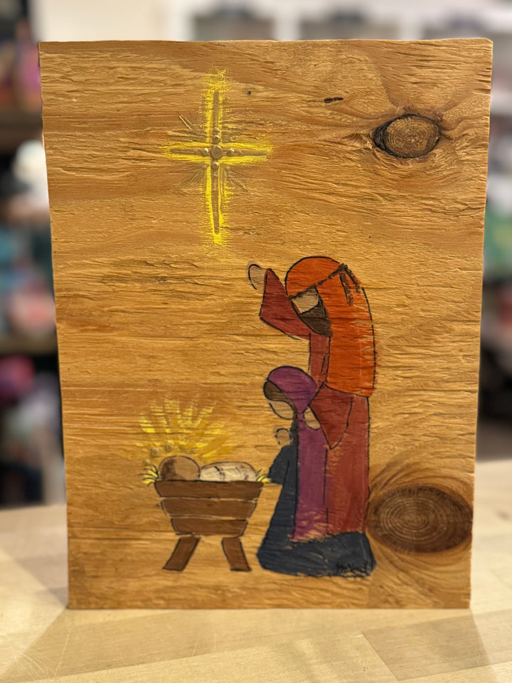 Wood Nativity Paintings by The Moonlighter Art