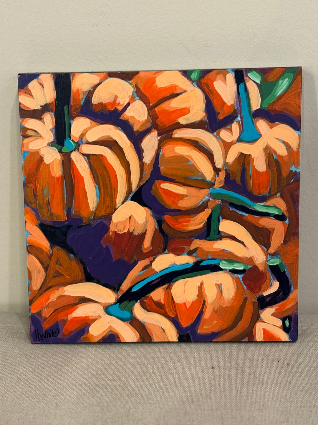 Pumpkins - 8x8 Acrylic on Wood