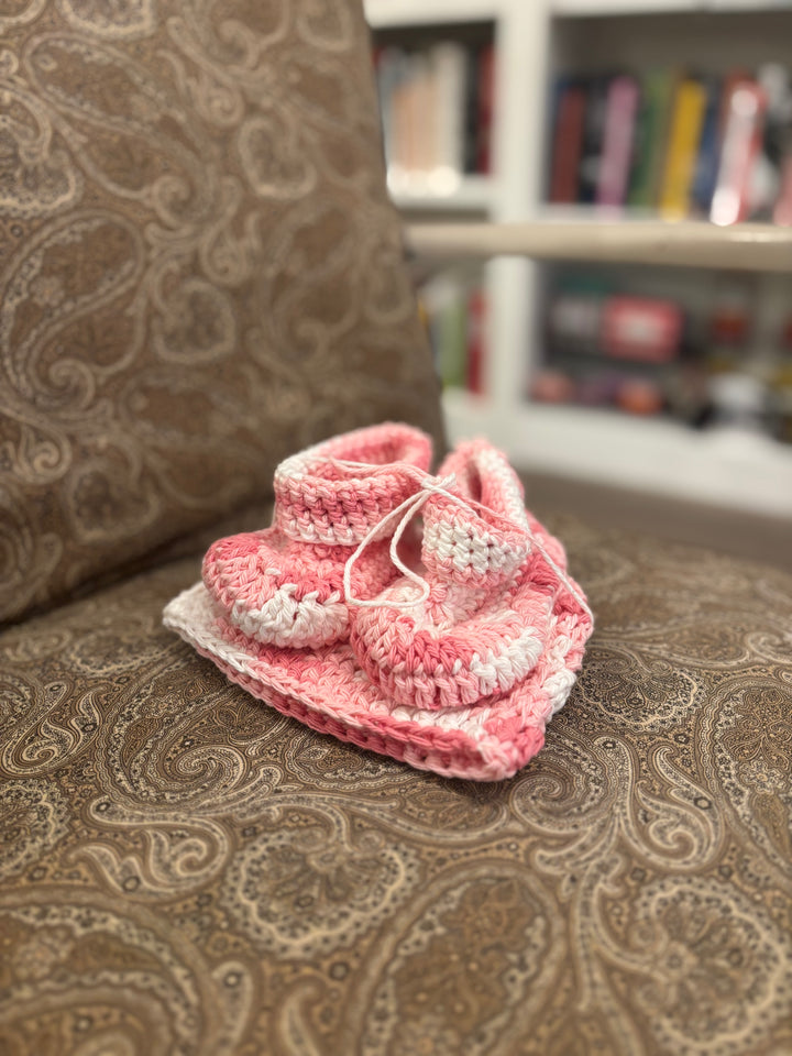 Crocheted Baby Hat and Bootie Set