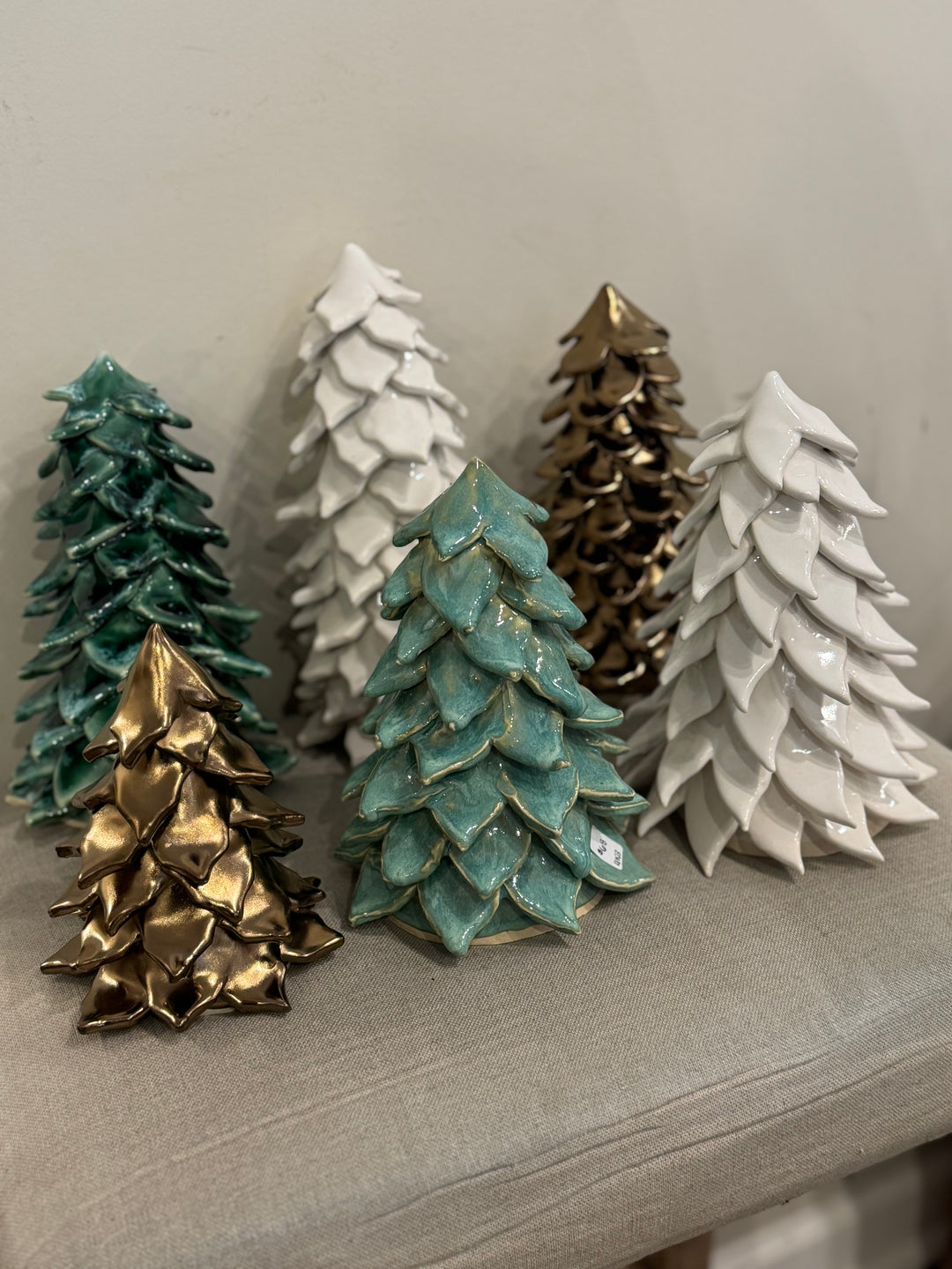 Layered Foliage Pottery Christmas Trees by Missy McDonald