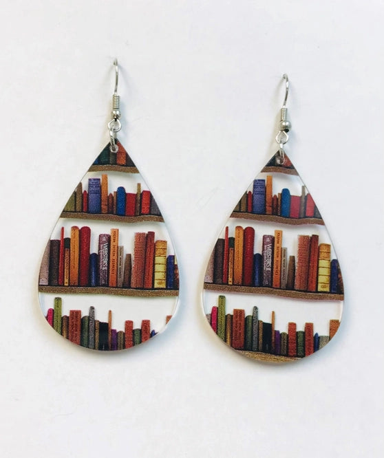 Librarian Teacher Bookshelf Acrylic Earrings