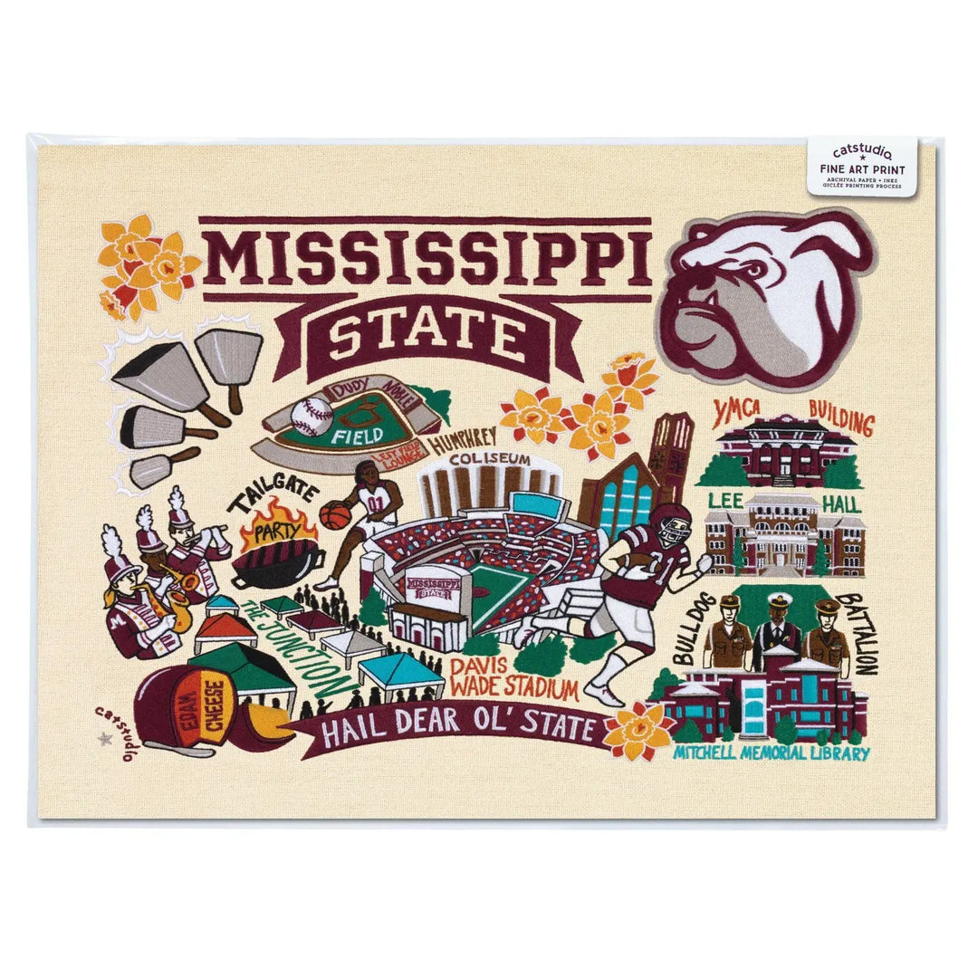 Collegiate Art Prints From Catstudio (embroidered look) - Various Styles and Sizes