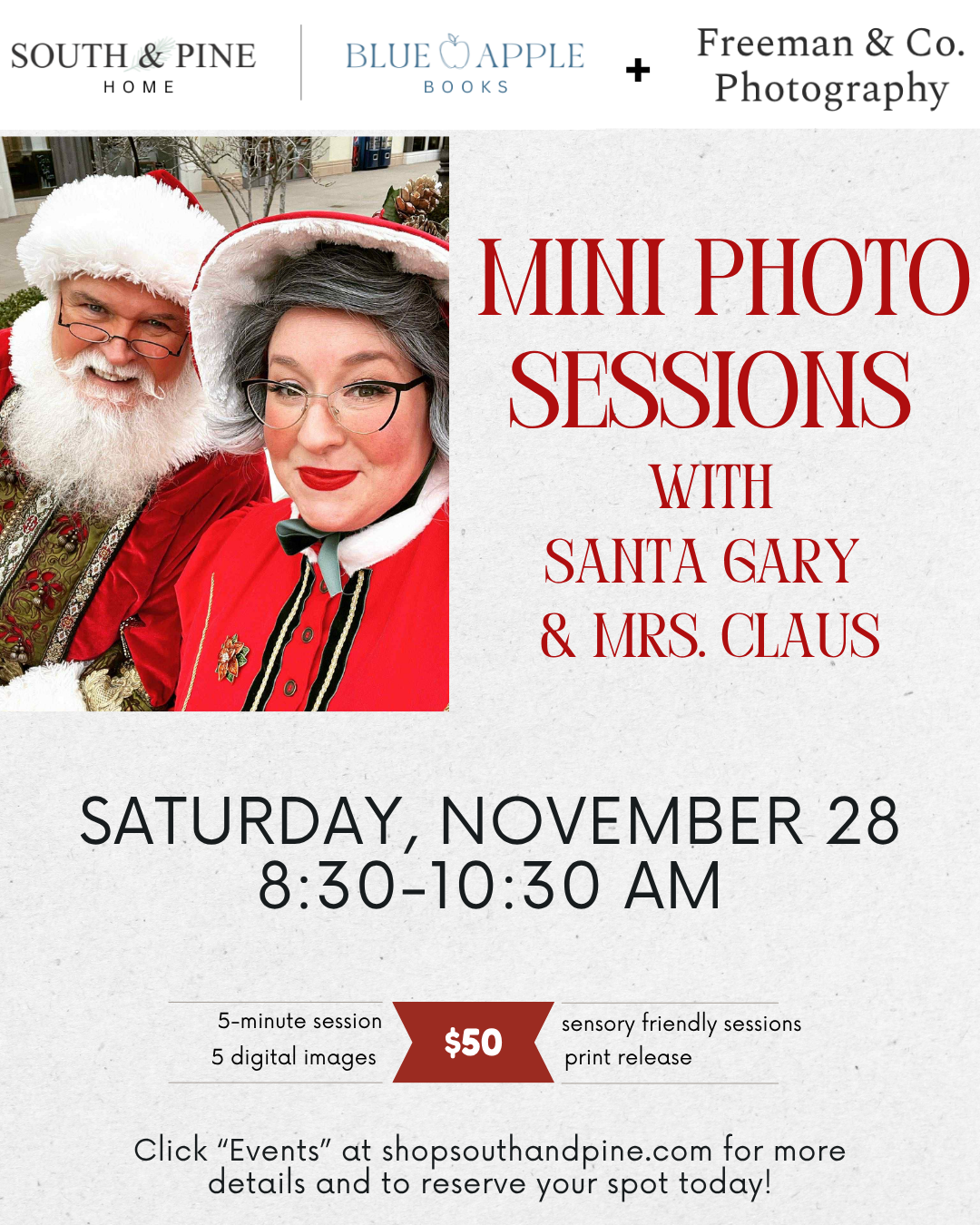 Pictures with Santa Gary and Mrs. Claus!