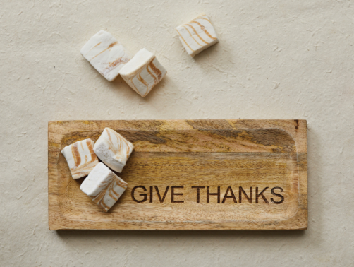 Engraved Mango Wood Cheese Board - "Give Thanks"