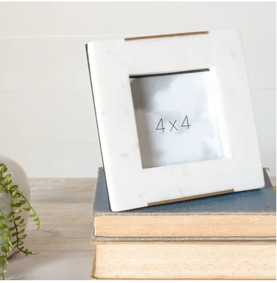 4x4 White Marble Picture Frame - Southern Avenue Company