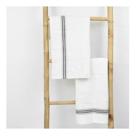 White Stripe Towels - Set of 2