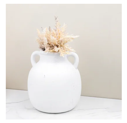 Two Handle Jug Vase - White