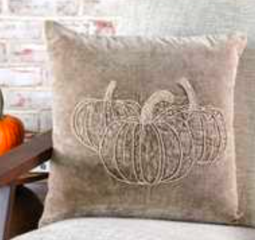 Beaded Pumpkin Pillow - 18"x18"