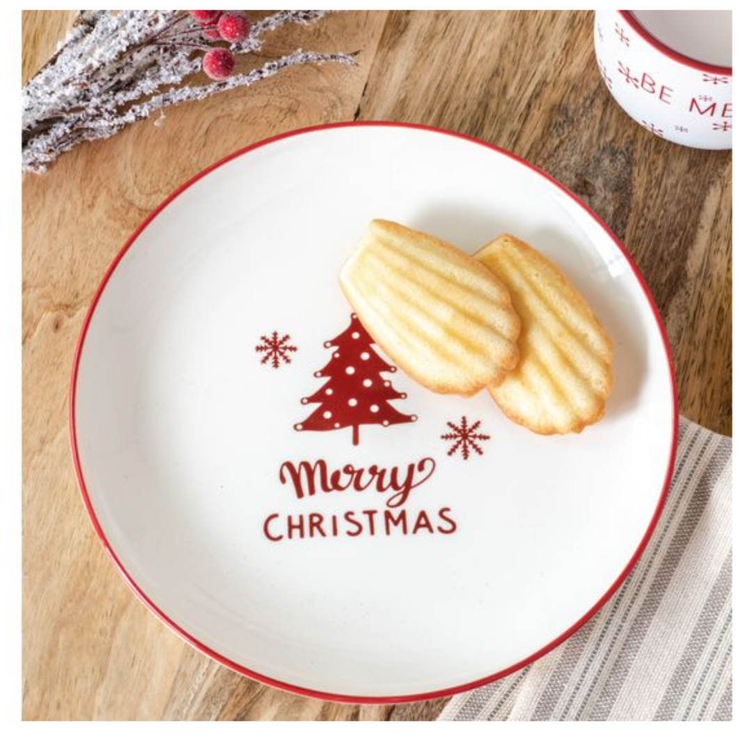 Red & White Merry Christmas Plate