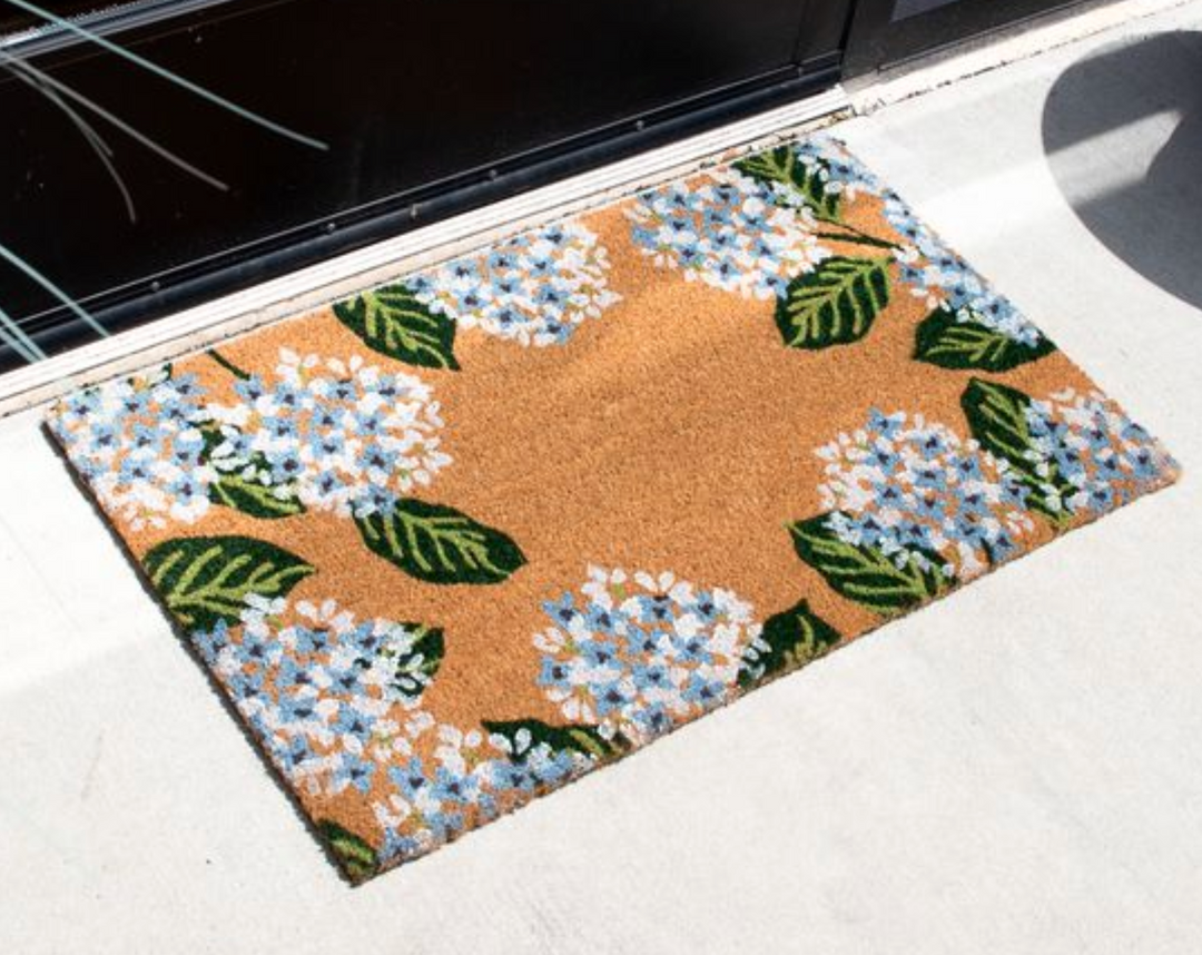 Blue Hydrangea Coir Door Mat