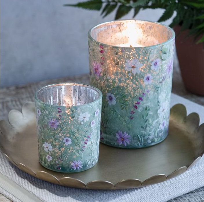 Green Floral Candle Holders - 2 Sizes