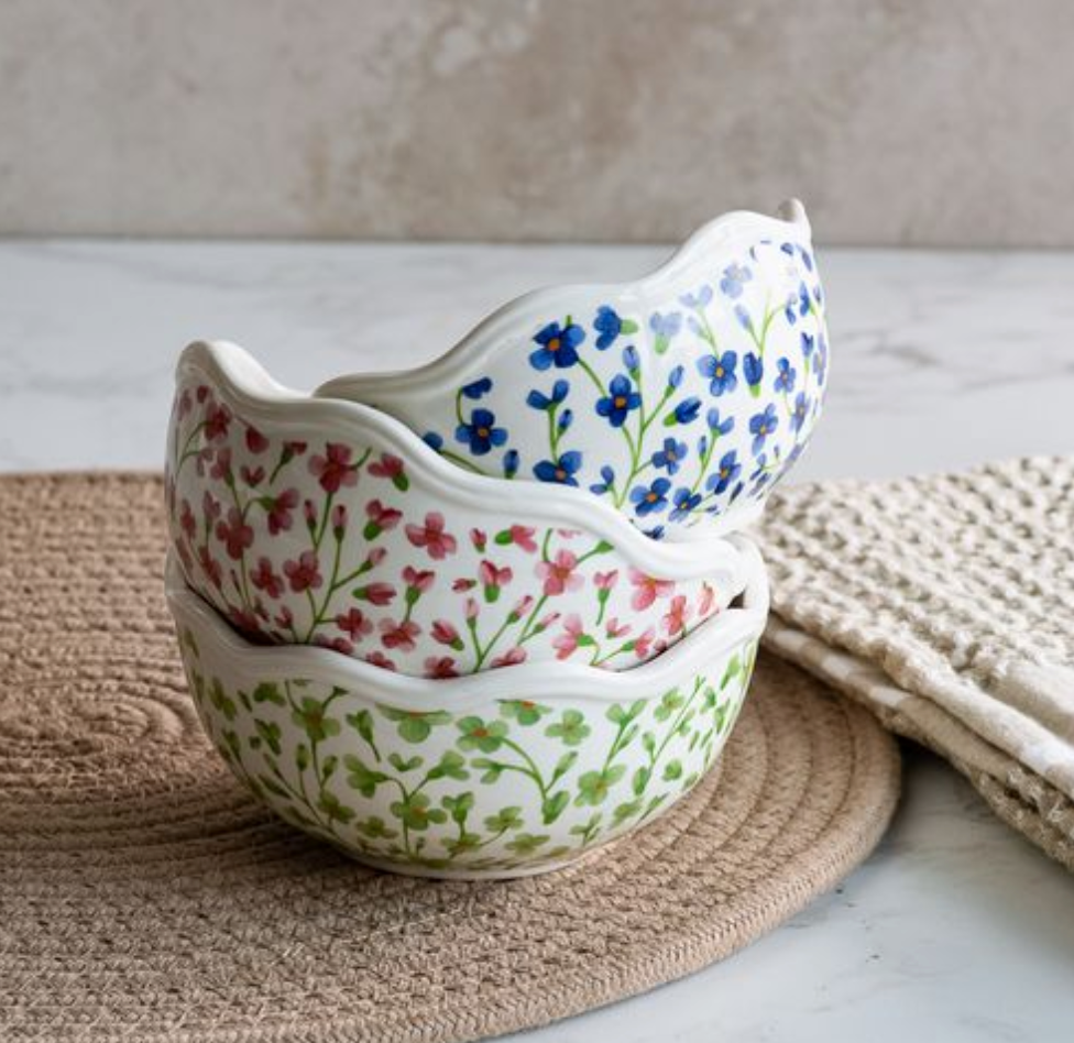 Floral Dolomite Bowls (3 Colors)
