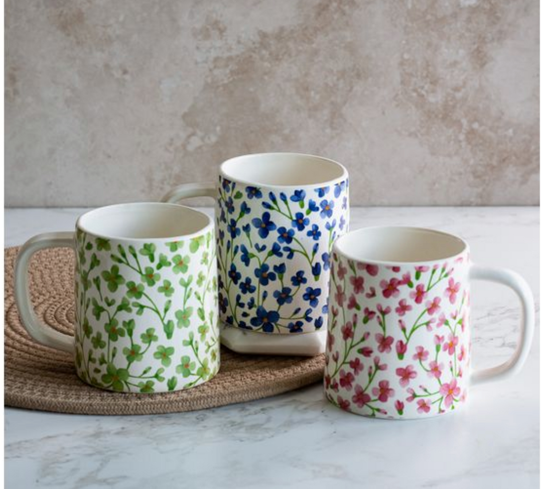 Floral Dolomite Mugs (3 Colors)