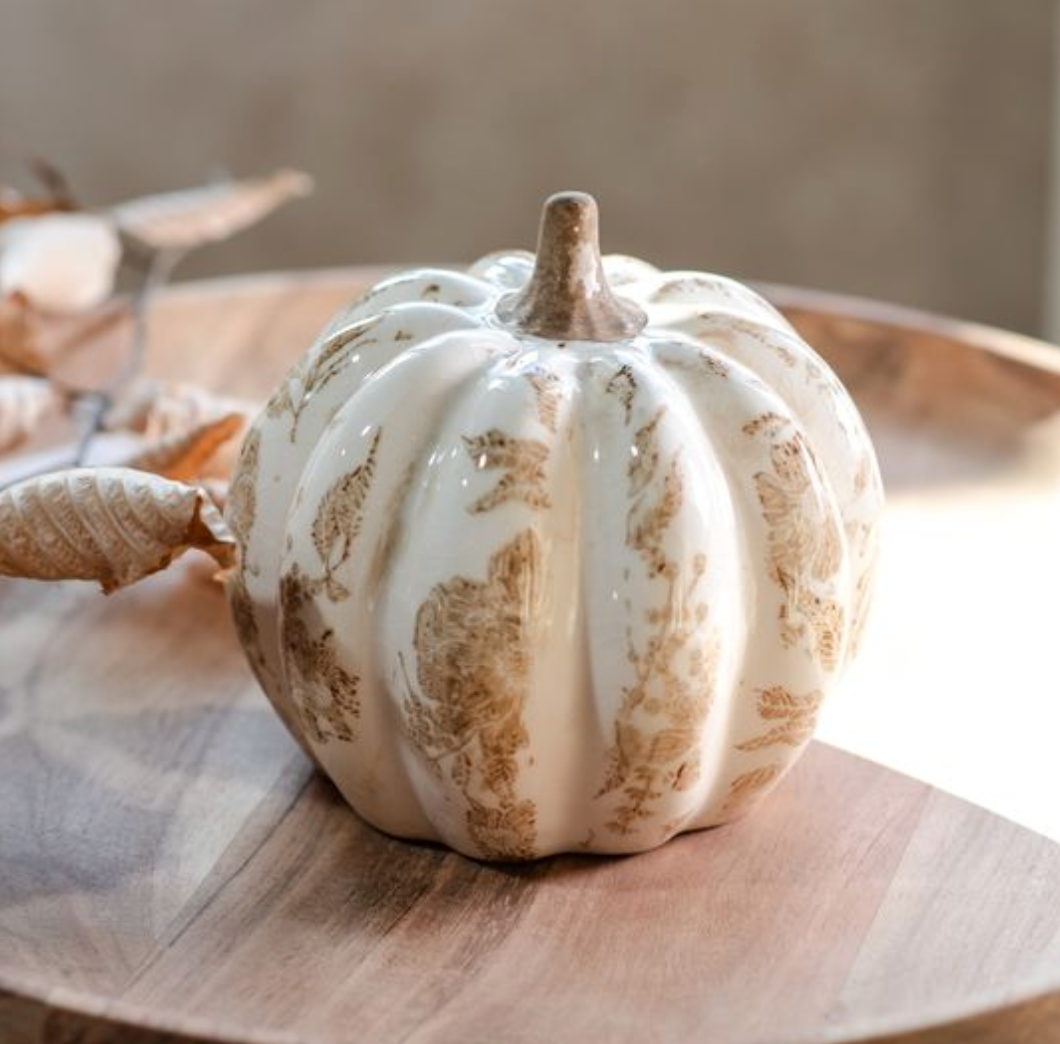 Beige Ceramic Pumpkin