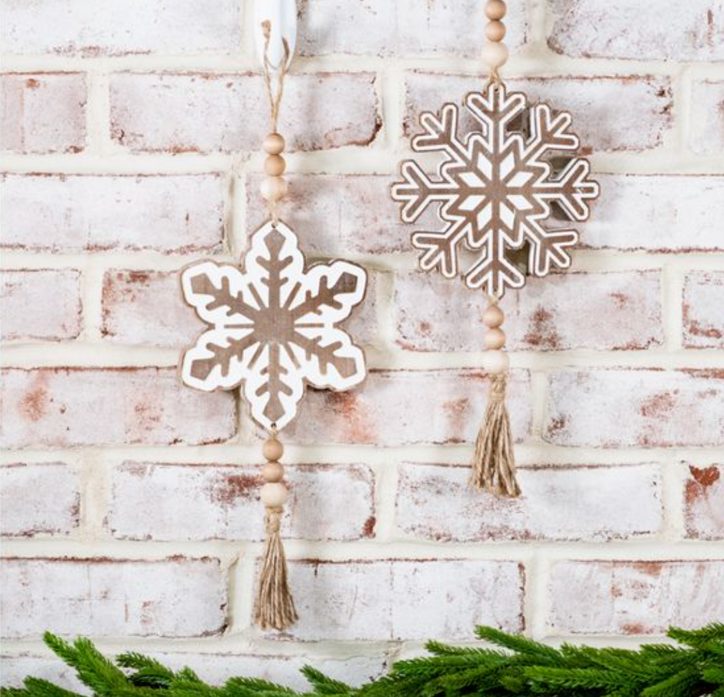 Wood Bead Snowflake Ornament