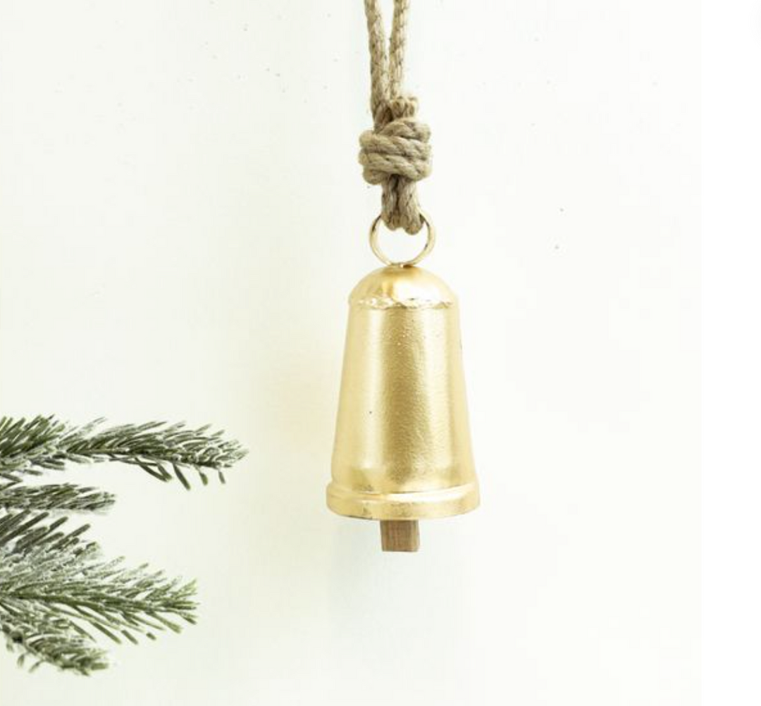 Gold Finish Metal Cowbell Decor - 2 Sizes